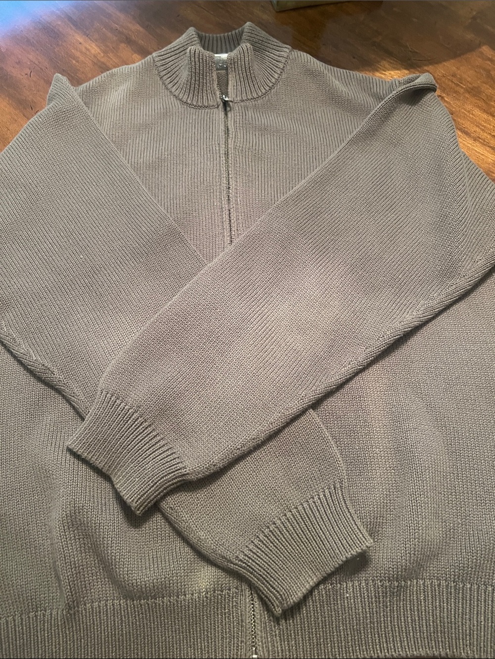 Eddie Bauer Men's Zip-Up Sweater in Taupe Gray